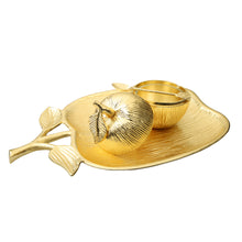 Load image into Gallery viewer, Large Gold Apple Shaped Dish with Removable Honey Jar