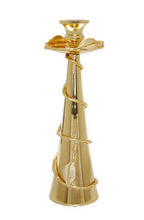 Load image into Gallery viewer, Gold Taper Candle Holder Leaf Spiral Design