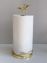 Load image into Gallery viewer, Gold Paper Towel Holder with Leaf Design - 7" Base