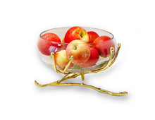 Load image into Gallery viewer, Glass Bowl with Gold Twig Base - 11"D x 6.75"H