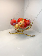 Load image into Gallery viewer, Glass Bowl with Gold Twig Base - 11"D x 6.75"H