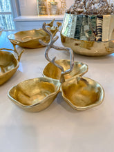 Load image into Gallery viewer, Gold Leaf 3 Sectional Relish Dish