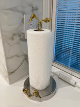 Load image into Gallery viewer, Stainless Steel Paper Towel Holder with Gold Leaf Design
