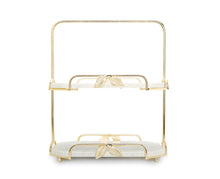 Load image into Gallery viewer, 2-Tier Marble and Gold Centerpiece