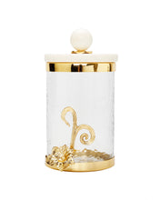 Load image into Gallery viewer, Medium Glass Canister with Gold Design and Marble Lid