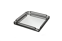 Load image into Gallery viewer, Black Tinted Square Mirror Tray - 15.75"L