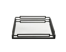 Load image into Gallery viewer, Black Tinted Square Mirror Tray - 15.75"L