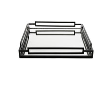 Load image into Gallery viewer, Black Tinted Square Mirror Tray - 15.75"L