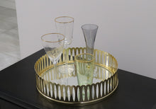 Load image into Gallery viewer, Round Mirror Tray Gold Design - 13.75"D