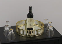 Load image into Gallery viewer, Round Mirror Tray Gold Design - 13.75"D