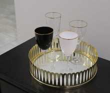 Load image into Gallery viewer, Round Mirror Tray Gold Design - 13.75"D