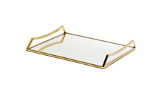Load image into Gallery viewer, Oblong Mirror Serving Tray with Gold Handles