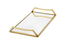 Load image into Gallery viewer, Oblong Mirror Serving Tray with Gold Handles