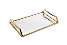 Load image into Gallery viewer, Oblong Mirror Serving Tray with Gold Handles