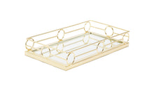 Load image into Gallery viewer, Oblong Mirror Tray with Gold Design 14"L