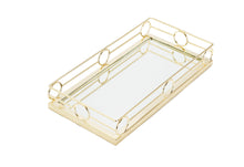 Load image into Gallery viewer, Oblong Mirror Tray with Gold Design 14"L