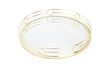 Load image into Gallery viewer, Round Mirror Tray Gold Design - 15.5"D