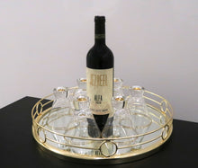 Load image into Gallery viewer, Round Mirror Tray Gold Design - 15.5"D