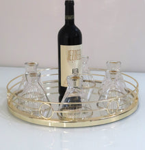 Load image into Gallery viewer, Round Mirror Tray Gold Design - 15.5"D