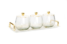 Load image into Gallery viewer, Gold Marble 3 Bowl Serving Dish with Gold Ball Design
