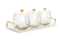 Load image into Gallery viewer, Gold Marble 3 Bowl Serving Dish with Gold Ball Design