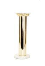 Load image into Gallery viewer, Gold Taper Candle Holder on Marble Base - 10.5"H