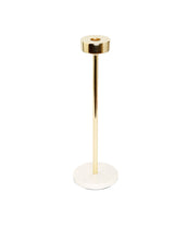 Load image into Gallery viewer, Gold Taper Candle Holder on Marble Base - 14"H
