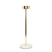 Load image into Gallery viewer, Gold Taper Candle Holder on Marble Base - 14"H