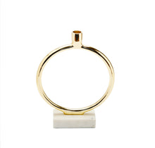 Load image into Gallery viewer, Gold Circular Taper Candle Holder on Marble Base - 11.75"H