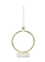 Load image into Gallery viewer, Gold Circular Taper Candle Holder on Marble Base - 11.75"H
