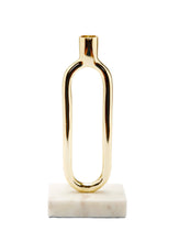 Load image into Gallery viewer, Gold Loop Taper Candle Holder on Marble Base - 11.75"H