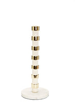 Load image into Gallery viewer, White and Gold Taper Candle Holder on Marble Base - 12"H