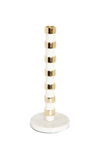 Load image into Gallery viewer, White and Gold Taper Candle Holder on Marble Base - 12"H