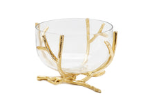 Load image into Gallery viewer, Glass Bowl with Gold Twig Base -Large