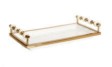 Load image into Gallery viewer, White Rectangular Tray with White and Gold beaded Handles