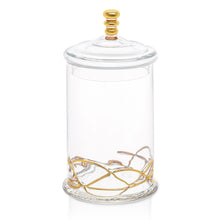 Load image into Gallery viewer, Glass Jar and Lid with 14k Gold Swirl Design