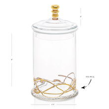 Load image into Gallery viewer, Glass Jar and Lid with 14k Gold Swirl Design