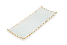 Load image into Gallery viewer, Glass Oblong Tray with Gold Edge 14"L x 6.75"W