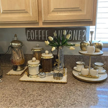 Load image into Gallery viewer, Set of 3 Glass Canisters with Marble and Gold Lid