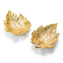 Load image into Gallery viewer, Set of 2 Gold Metal Leaves