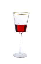 Load image into Gallery viewer, Set of 6 Pebble Glass Wine Glasses with Gold Rim