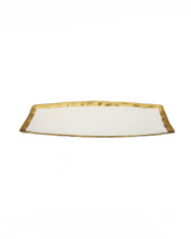Load image into Gallery viewer, White Porcelain Oblong Tray with Gold Rim